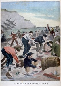 Menschen retten Gegenstände von einem Schiffswrack auf der Isle of Wight, 1902 von Unbekannt