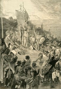 Peter der Einsiedler predigt den Ersten Kreuzzug, 1095-1099, 1890 von Unbekannt