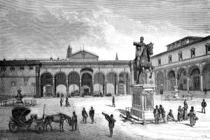 Piazza und Kirche der Santissima Annunziata, Florenz, Italien, 1882 von Unbekannt