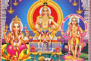 Bild der hinduistischen Götter Ganesh, Ayappa & Subramania, Indien von Unbekannt