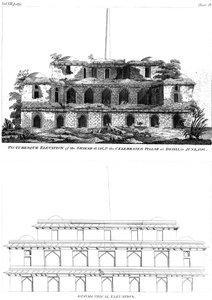 Malerische Erhebung des Shikar Gah und der berühmten Säule in Delhi, Juni 1797 1799