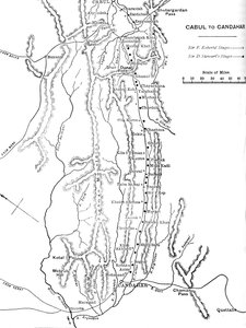 Plan von General Robertss Marsch von Kabul nach Kandahar, ca. 1880