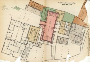Plan der Guildhall und ihrer Umgebung, City of London, ca. 1750, 1886