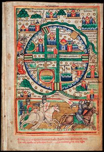 Plan von Jerusalem. Psalterfragment, ca. 1200