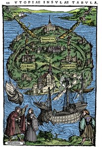 Plan der Insel Utopia, 1518 von Unbekannt