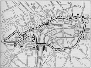 Plan der Route der Prozession der Königin am Tag des Diamantenen Jubiläums, London, 1897-1906