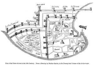 Plan der Stadt Acre, Palästina, 14. Jahrhundert