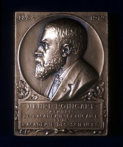 Plakette zur Erinnerung an den Tod von Henri Poincaré, französischer Mathematiker, 1912