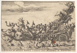 Platte 16: Schiff der Musiker mit dem Meeresgott Glaucus und Tritonen, 1664