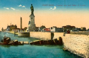 Port-Said - Gesamtansicht und Statue von Lesseps, ca. 1918-ca. 1939