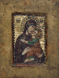 Tragbare Ikone mit der Jungfrau Eleousa, byzantinisch, frühes 14. Jahrhundert von Unbekannt