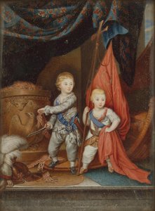Porträt der Großfürsten Alexander Pawlowitsch und Konstantin Pawlowitsch als Kinder, 1790