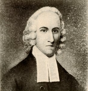 Porträt von Jonathan Edwards, in schlichtem Mantel und Bändern des presbyterianischen Predigers, ca. 1750-1937 von Unbekannt