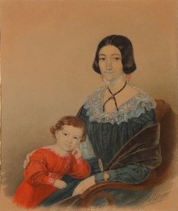 Porträt von Maria Prokhorovna Krivtsova mit Sohn Alexander von Unbekannt
