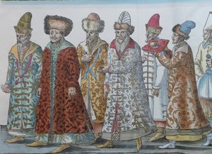 Porträt der Moskauer Monarchen Iwan III., Wassili III. Iwanowitsch, Iwan IV. von Russland und Gefolge von Unbekannt