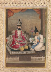 Porträt von Muhammad Shah Qajar und seinem Wesir Haj Mirza Aghasi, zweites Viertel des 19. Jahrhunderts