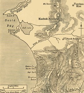 Positionen der ANZAC-Truppen auf der Halbinsel Gallipoli in der Türkei, Erster Weltkrieg, Juli 1915