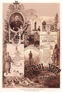 Plakat für die Oper Ein Leben für den Zaren von M. Glinka, 1892