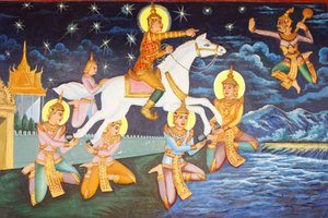 Preah Prom Rath Kloster, Siddhartha Gautama wanderte allein im Palast, Die einstigen Luxusgüter erschienen ihm nun grotesk, Siem Reap, Kambodscha