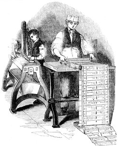 Vorbereitung von Lochkarten für einen Jacquard-Webstuhl, 1844 von Unbekannt