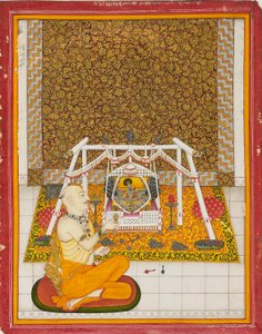 Priester an einem Krishna-Schrein, um 1831