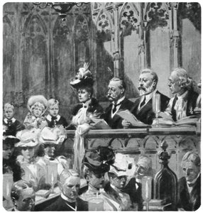 Prinz Albert beim Dankgottesdienst in der Abtei für die sichere Rückkehr seiner Eltern aus Indien, 1906, 1937 von Unbekannt