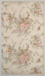 Bedruckte Seide mit Blumendesign, späte 1800er von Unbekannt