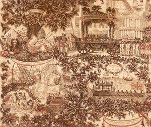 Bedrucktes Leinenpaneel, das den Trauerzug von Lord Viscount Nelson darstellt, 1806
