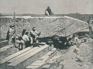 Das Aufrichten der Nadel, um das Gerüst darunter zu bauen, 1877, 1910 von Unbekannt