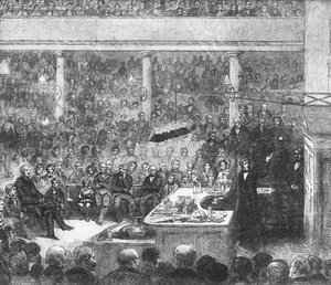 Professor Faraday hält einen Vortrag am Royal Institute, 1856, 1901 von Unbekannt