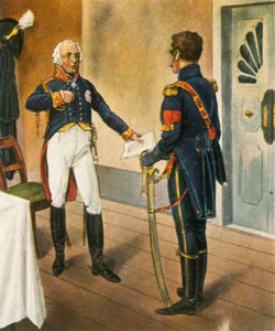 Preußischer General Courbière, Kommandant von Graudenz, und französischer Gesandter Savary, 1807, 1936 von Unbekannt
