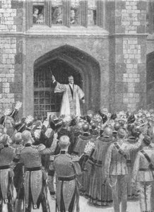Königin Victoria wird an ihrem achtzigsten Geburtstag in Windsor serenadiert, 1899 von Unbekannt