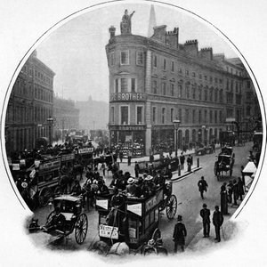 Queen Victoria Street Kreuzung mit Cannon Street, City of London