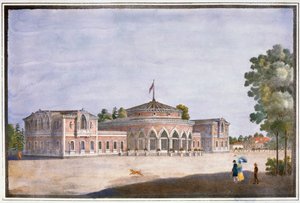Bahnhof und französisches Restaurant in Catharinhof, St. Petersburg, Russland, 19. Jahrhundert