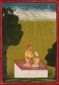 Raja Dalip Singh von Guler auf einem Podest