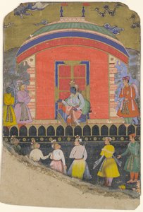Rama empfängt Sugriva und Jambavat, die Affen- und Bärenkönige, Folio aus, ca. 1605 von Unbekannt