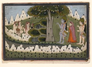 Rama, Sita und Laksmana in einer Landschaft mit Asketen, um 1830