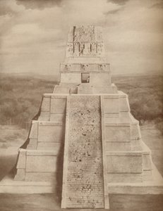 Rekonstruiertes Modell einer prächtigen Maya-Tempelpyramide in Tikal, ca. 1935