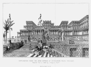 Rekonstruktion der nordöstlichen Fassade des Palastes von Sennacherib, Kouyunjik, Assyrisch, 1853