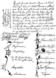 Reduziertes Faksimile eines Vertrags zwischen den Briten und den amerikanischen Ureinwohnern, 1769 von Unbekannt