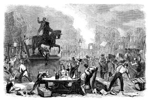 Reformunruhen auf dem Queens Square, Bristol, 1831 um 1895 von Unbekannt