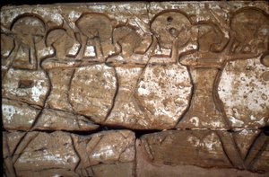 Relief von Soldaten, Tempel von Ramses III., Medinat Habu, Luxor, Ägypten, ca. 12. Jahrhundert v. Chr. von Unbekannt