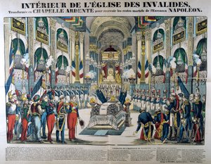Die Überreste von Napoleon I. werden am 15. Dezember 1840 nach Les Invalides in Paris gebracht, 19. Jahrhundert von Unbekannt