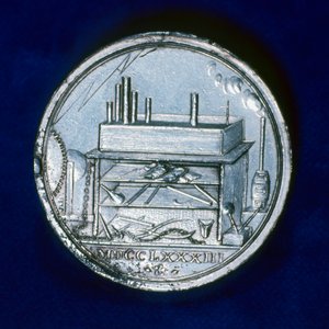 Rückseite der Gedenkmedaille für Joseph Priestley, englischer Chemiker