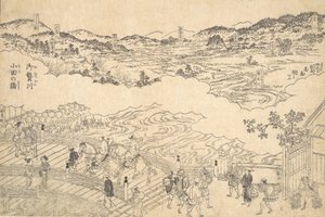 Fluss von Omue und Brücke von Oda, 1700