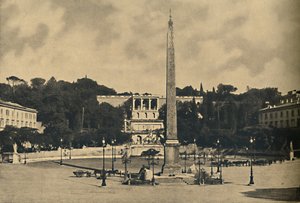 Rom - Obelisk, Brunnen und Platz des Popolo - Terrassen des Pincio-Parks