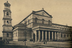 Rom - Seitenportikus und Glockenturm der Basilika St. Paul vor den Mauern, 1910 von Unbekannt