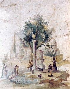 Römische Wandmalerei aus der Villa des Agriopa Posthumus, nahe Pompeji, 1. Jahrhundert von Unbekannt