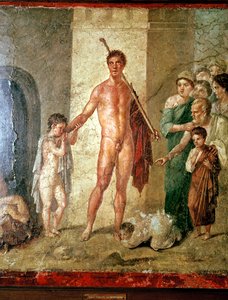 Römische Wandmalerei von Theseus nach dem Töten des Minotaurus, Pompeji von Unbekannt
