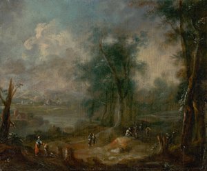 Romantische Landschaft mit Figurenstaffage von Unbekannt